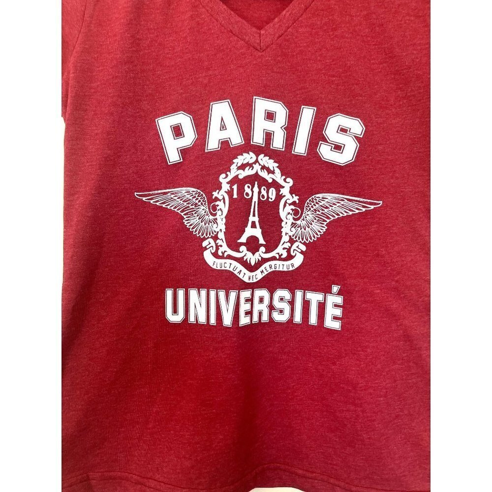 Collection Plaisir de Paris, Paris Universite Pink V-Neck T-Shirt - Picture 3 of 6